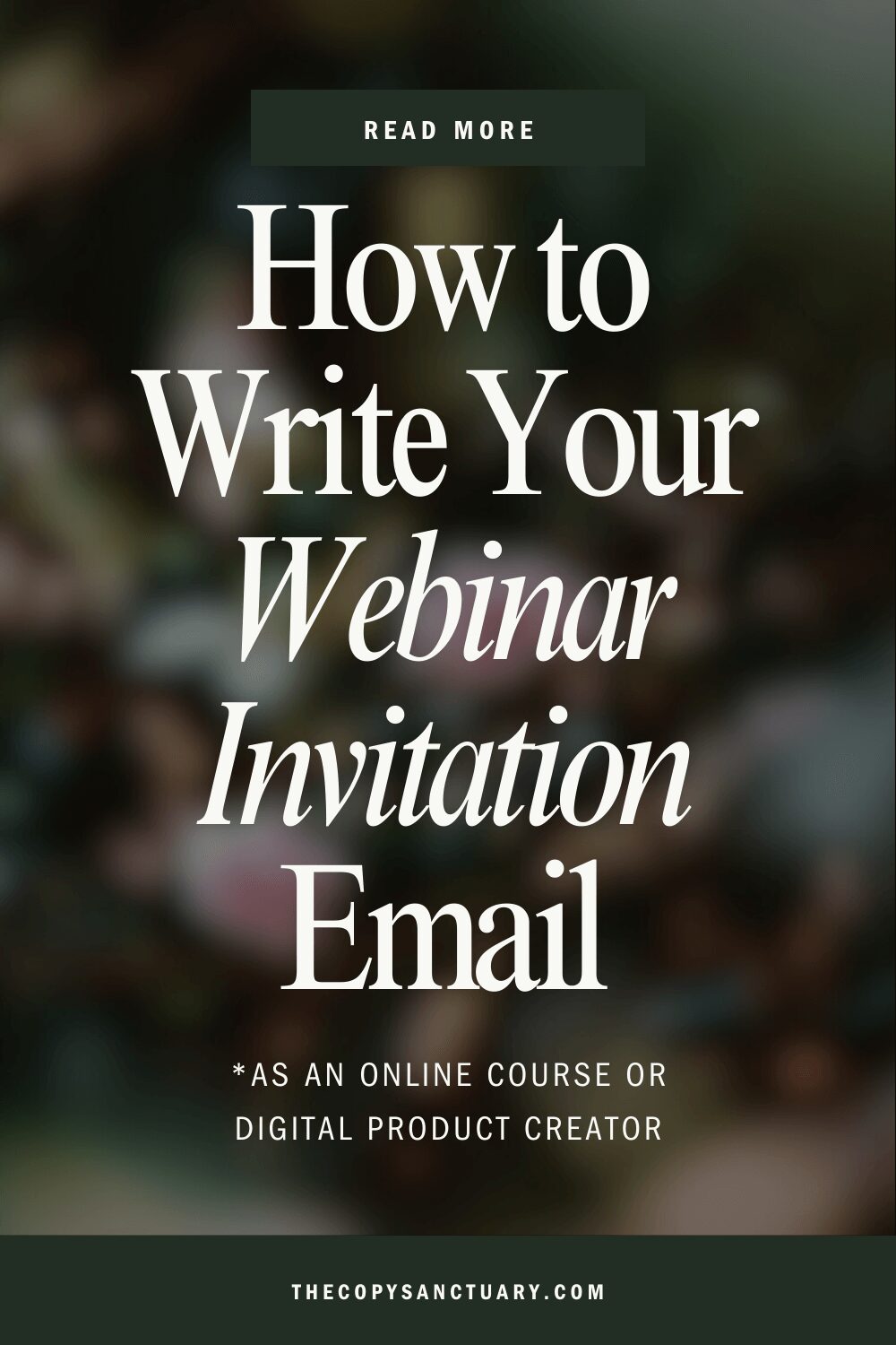 Blog post title "How to Write Your Webinar Invitation Email" on a floral background.