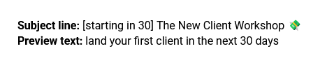 An example of an effective subject line for a webinar show-up email.