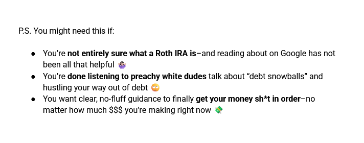 An example of a benefit-driven P.S. section.